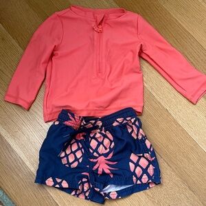 Carter's Coral and Navy Pineapple Rashguard Set